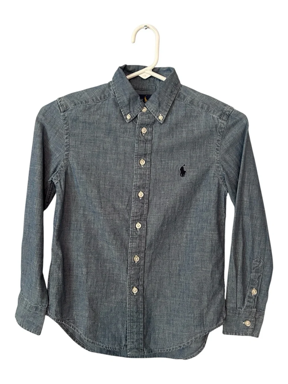 Ralph Lauren Boys Chambray Long Sleeve Button Down Shirt Size Small 8